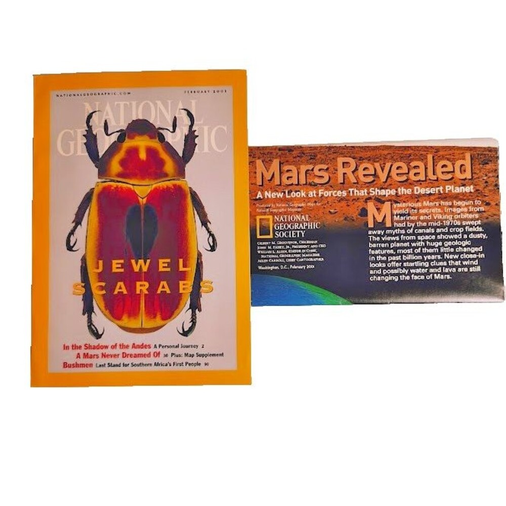 National Geographic Magazine Jewel Scarabs with Map February 2001